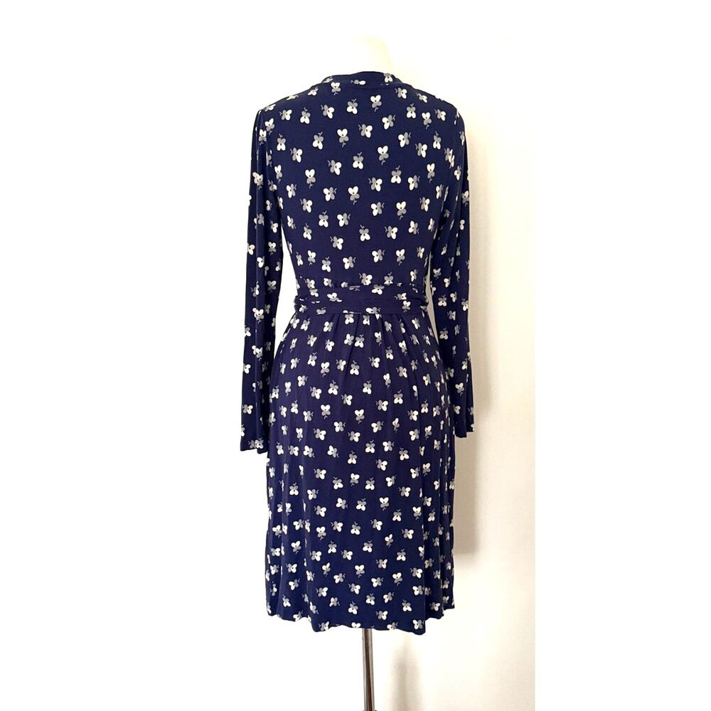 Boden Navy Ditsy Floral Jersey Wrap Dress Cottagecore Feminine Sz 8 - Picture 2 of 8